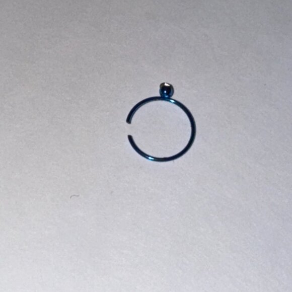 Blue 22 Gauge Titanium Plated Hoop Nose Ring - Picture 7 of 8